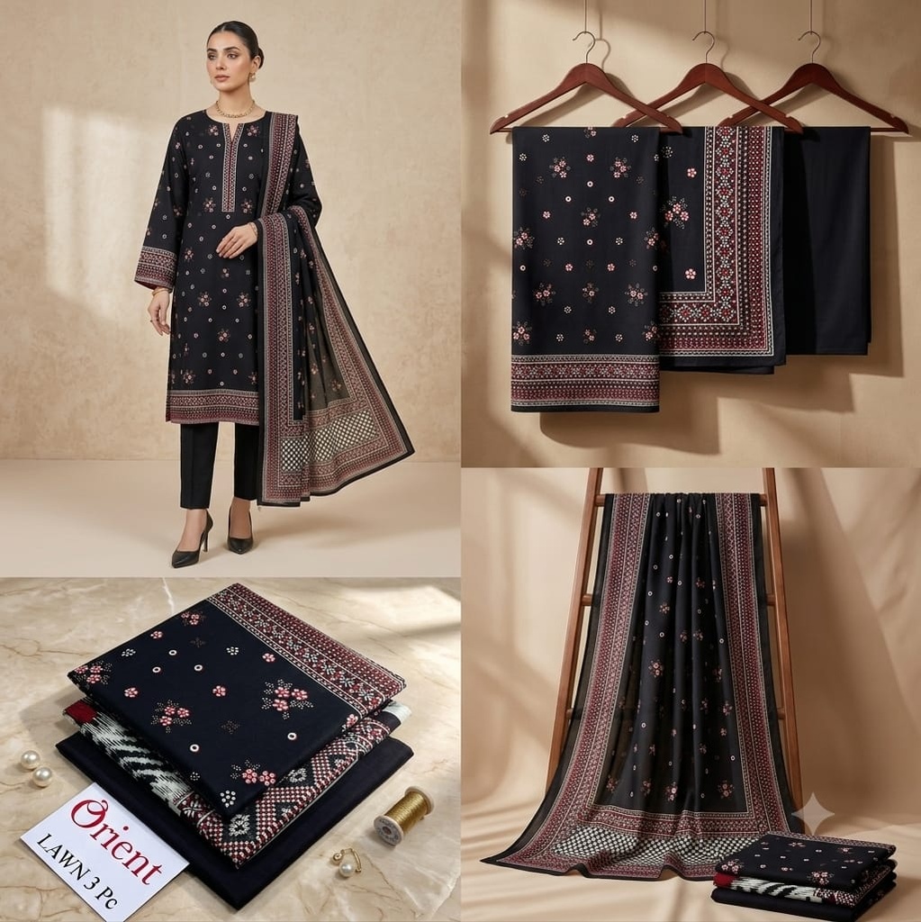 Orient Lawn 3Pc #OL-3Pc-black