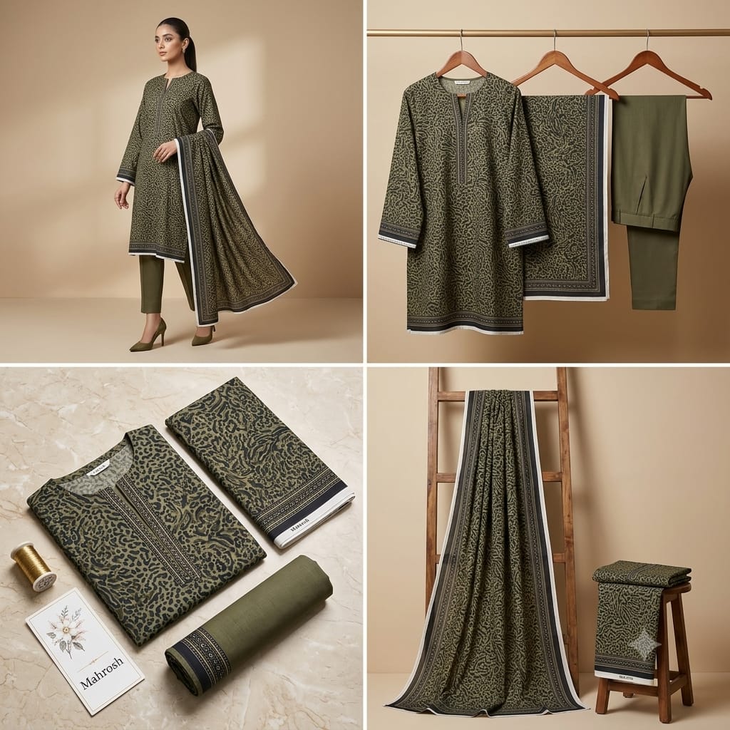 Mahrosh Lawn 2Pc #ML-2Pc-Olive