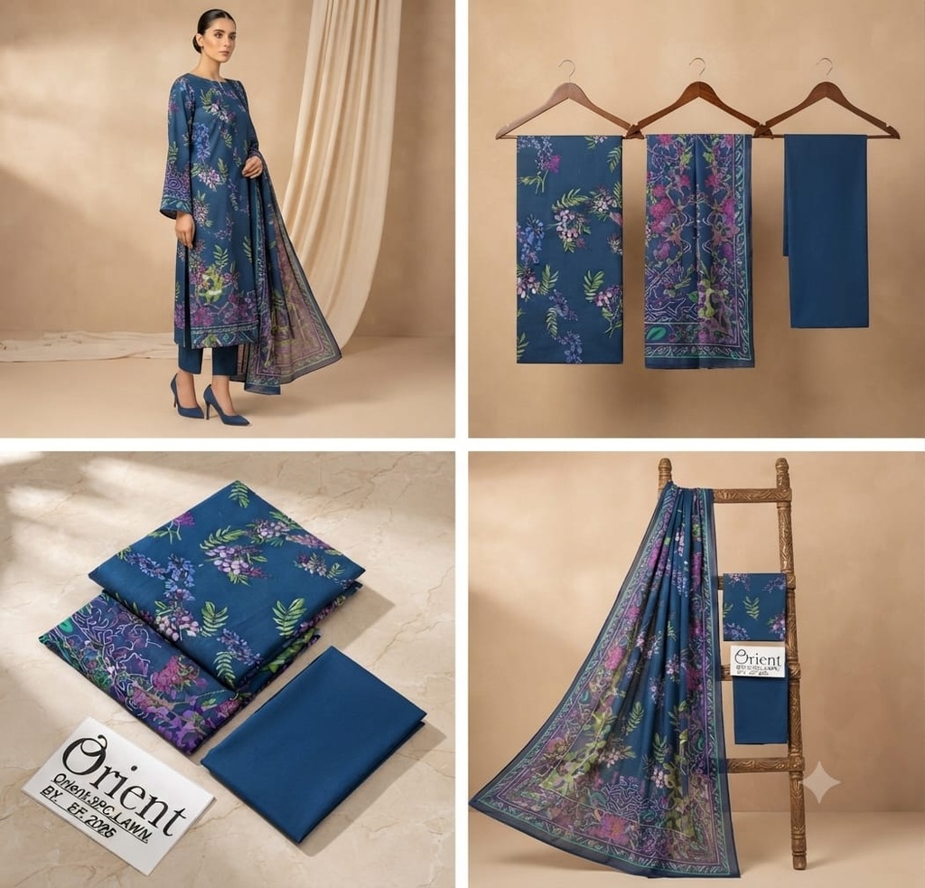 Orient Lawn 3Pc #OL-3Pc-Blue