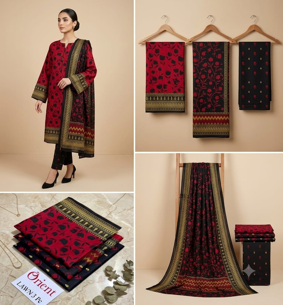 Orient Lawn 3Pc #OL-3Pc-Red