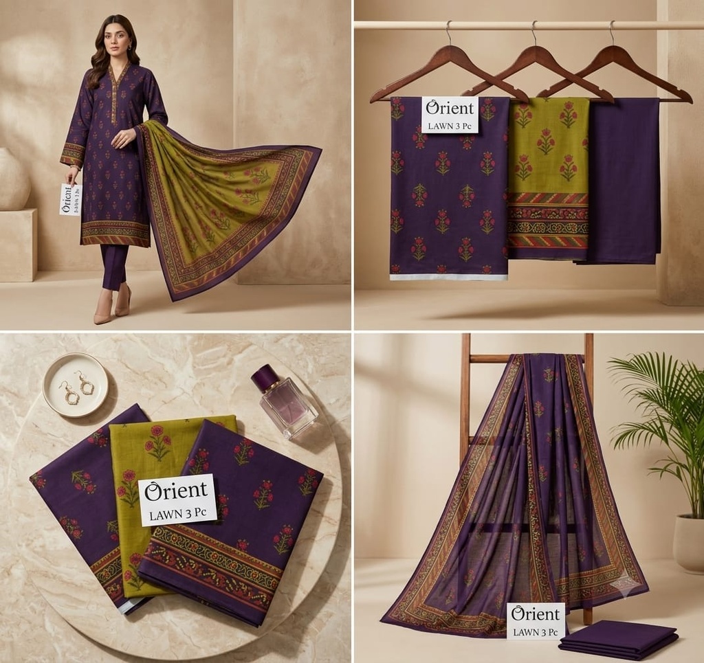 Orient Lawn 3Pc #OL-3Pc-DPurple