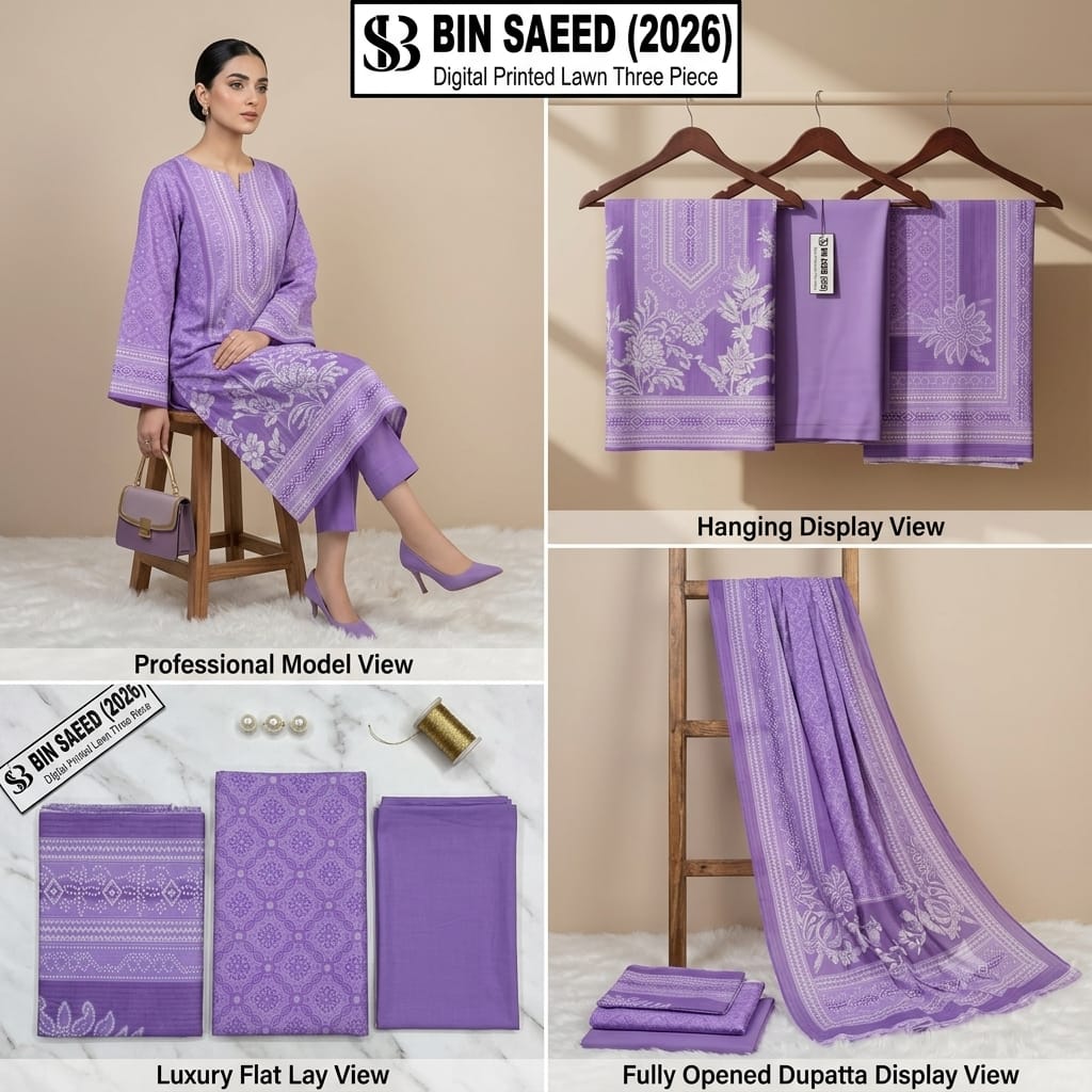 Bin Saeed 3Pc #BS-3Pc-LPurple