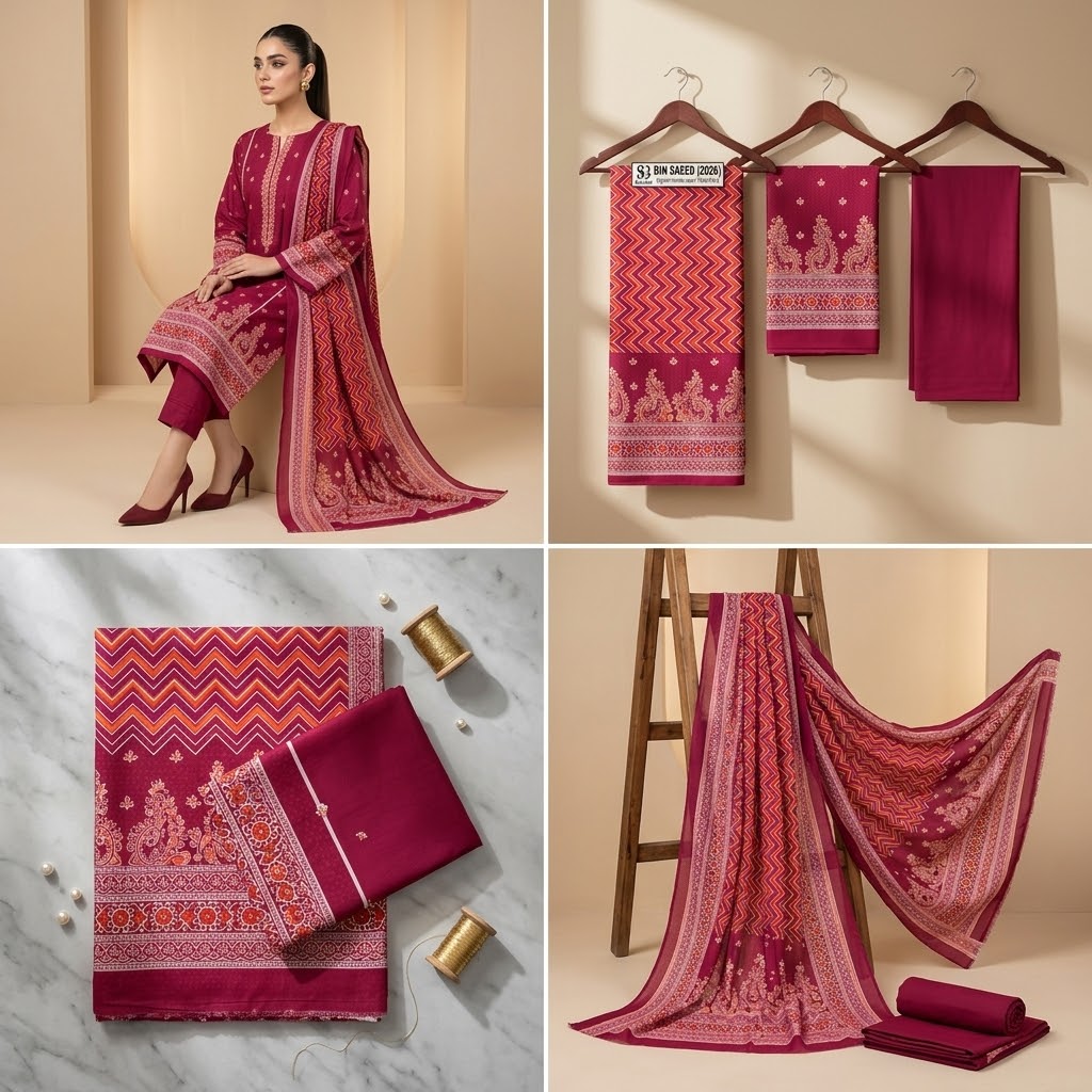 Bin Saeed 3Pc #BS-3Pc-Pink