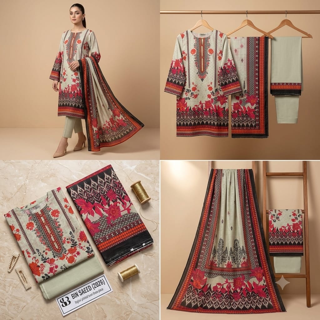 Bin Saeed Lawn 3Pc #BS-3Pc-Skin
