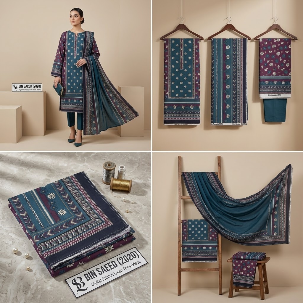 Bin Saeed Lawn 3Pc #BS-3Pc-DGreen
