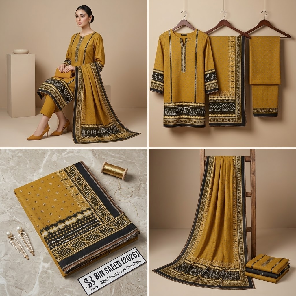 Bin Saeed Lawn 3Pc #BS-3Pc-Yellow