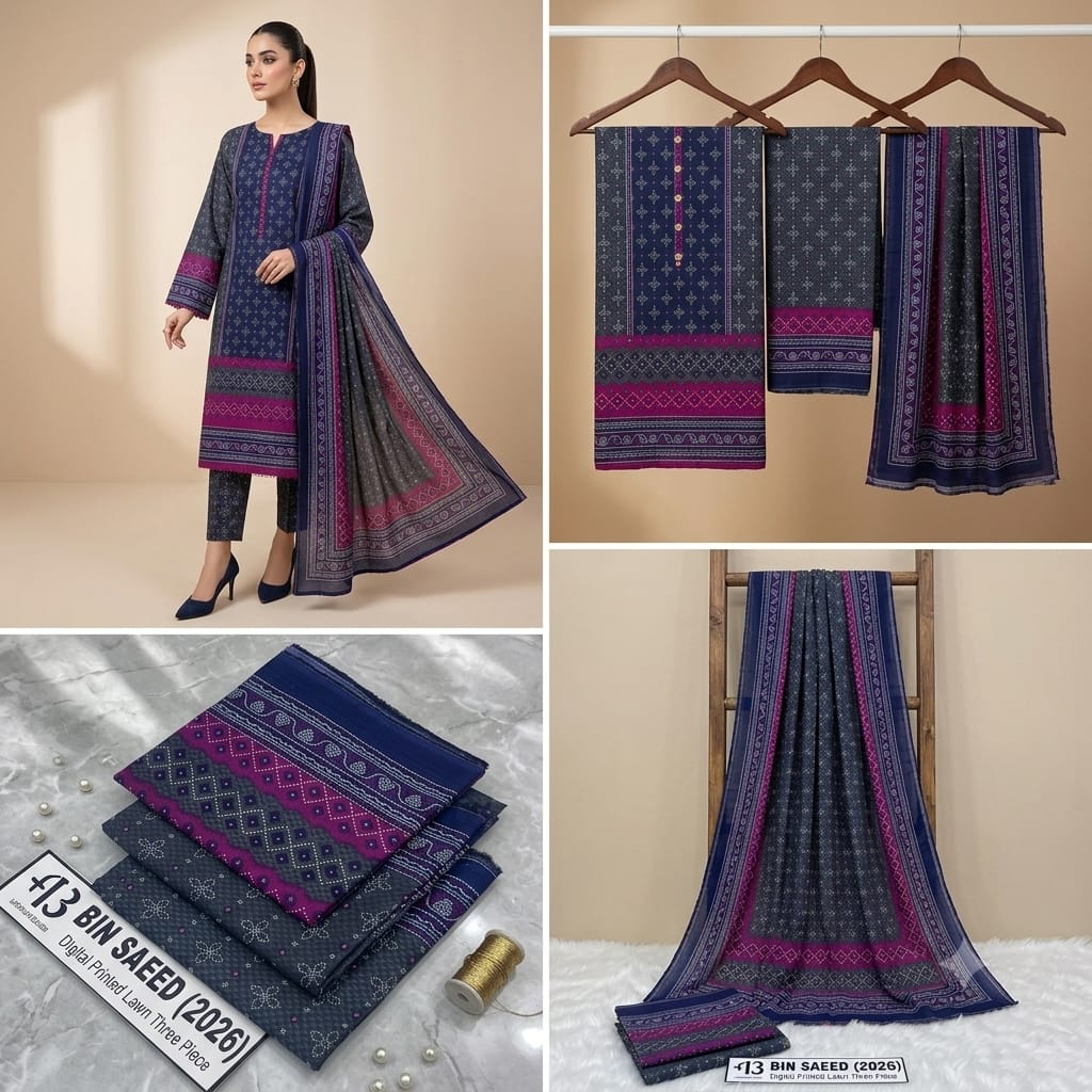 Bin Saeed Lawn 3Pc #BS-3Pc-DPBlue