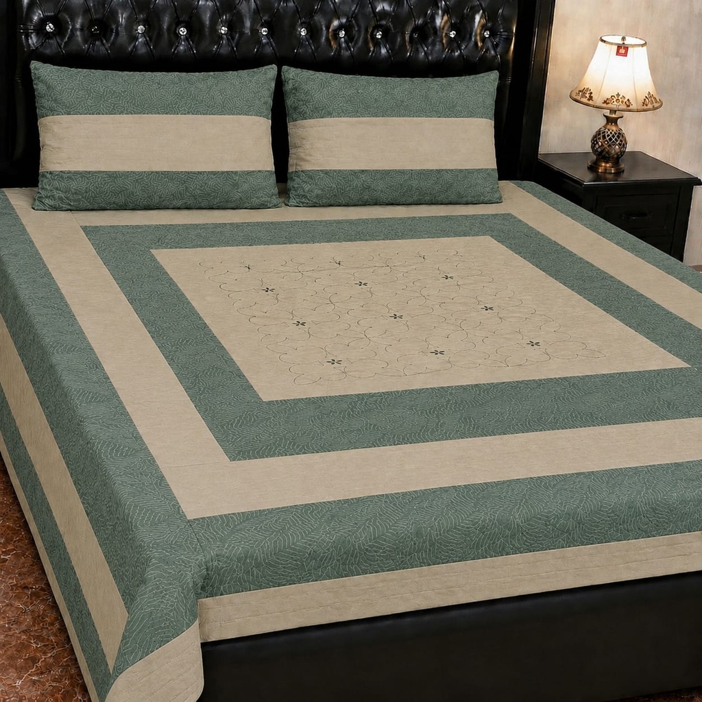Embroidered Patch Work King Size Bedsheet