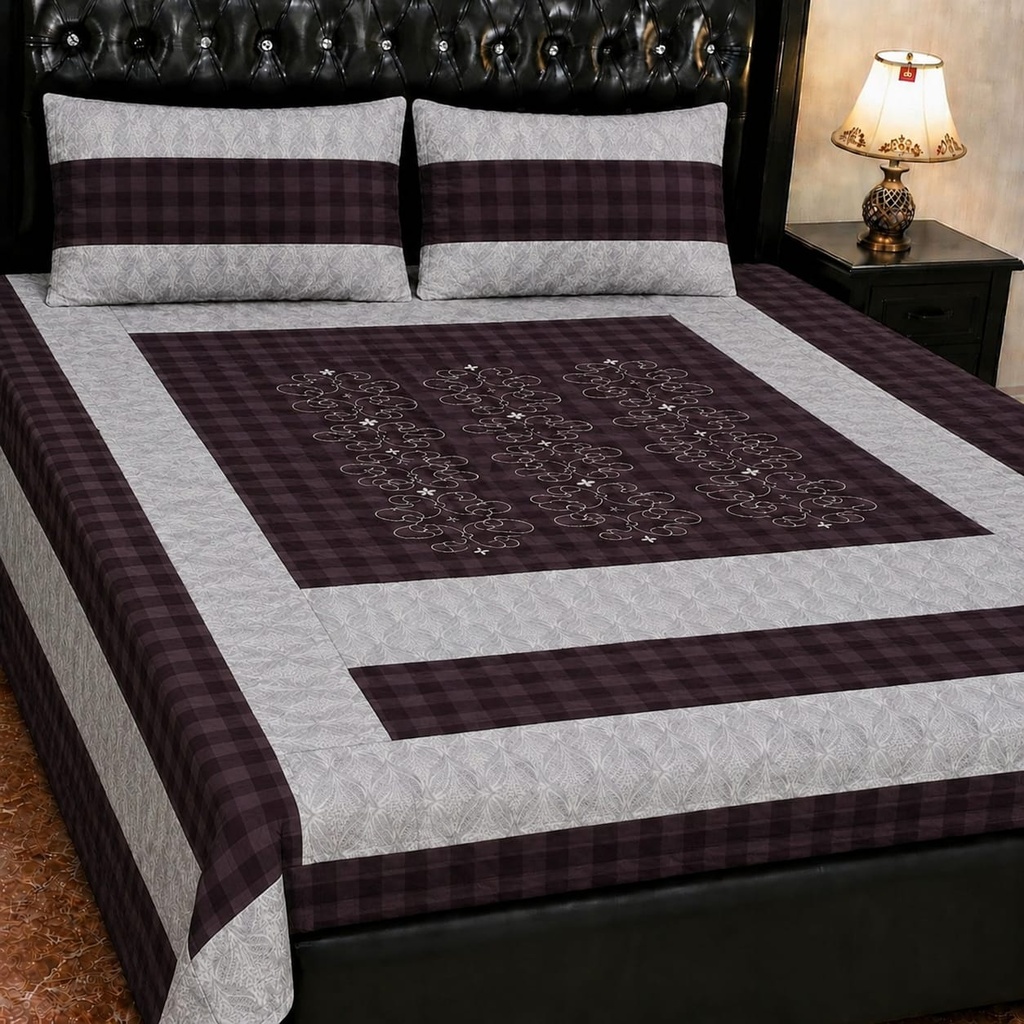 Embroidered Patch Work King Size Bedsheet
