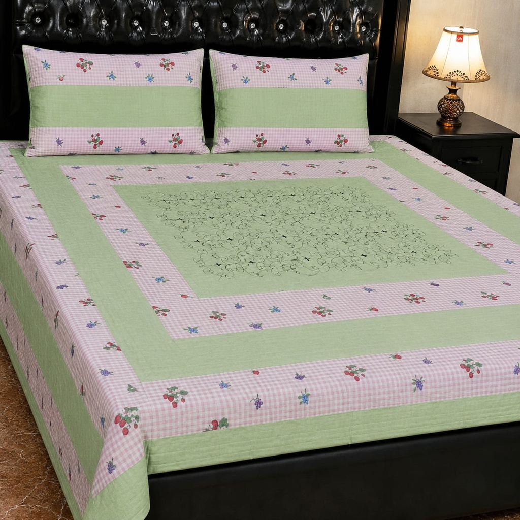 Embroidered Patch Work King Size Bedsheet