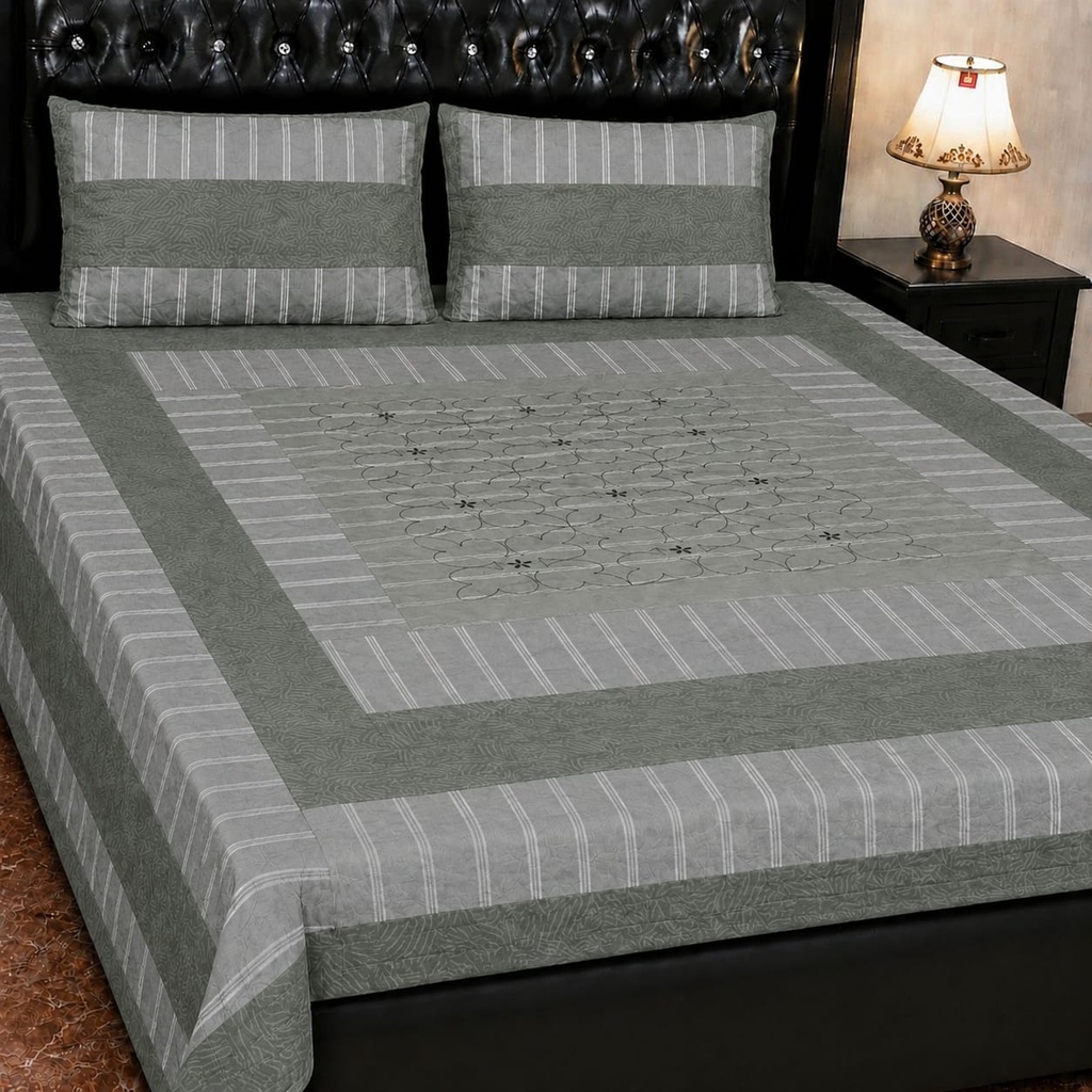 Embroidered Patch Work King Size Bedsheet